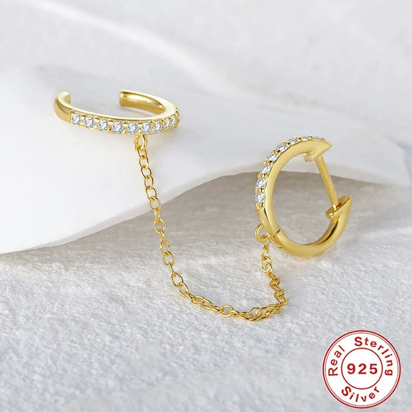 Wholesale S925 Sterling Silver Single Round Diamondencrusted Tassel Chain Ear Buckle Ear Ring With Geometric Design For Women