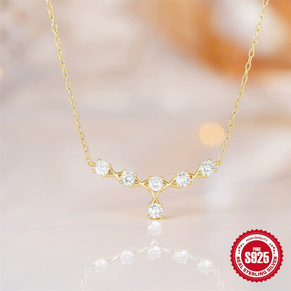 Wholesale S925 Sterling Silver Single Row Diamond Stacked Collarbone Ochain Necklace For Women With Electroplating Treatment