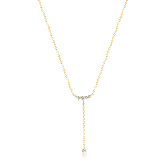 Wholesale S925 Sterling Silver Single Row Diamondencrusted Yshaped Ochain Clavicle Chain With Electroplating For Women Geometric Style