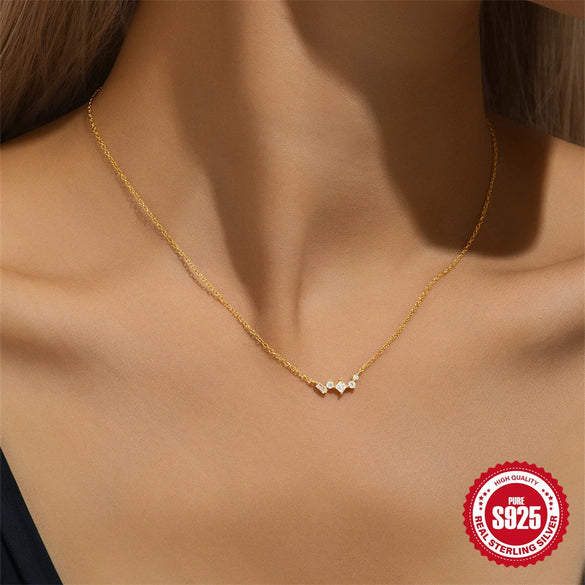 Wholesale S925 Sterling Silver Single Row Geometric Diamondencrusted Zircon Allmatch Ochain Necklace With Electroplating For Women