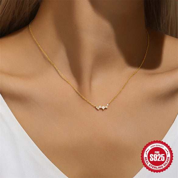 Wholesale S925 Sterling Silver Single Row Geometric Diamondencrusted Zircon Allmatch Ochain Necklace With Electroplating For Women