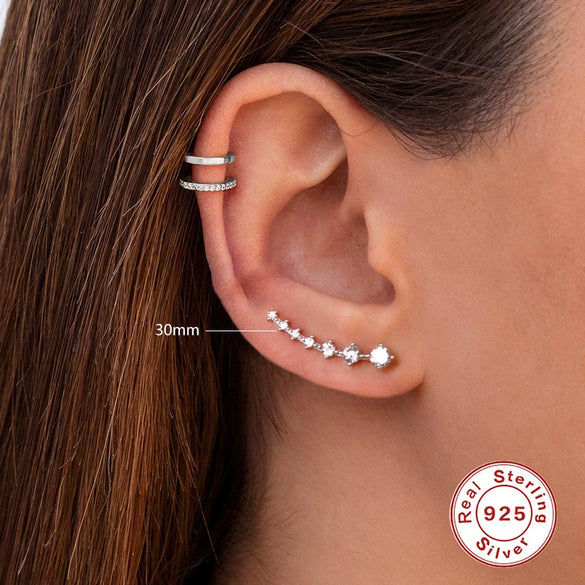 Wholesale S925 Sterling Silver Single Row Geometric Flash Diamond Earrings For Women With Electroplating
