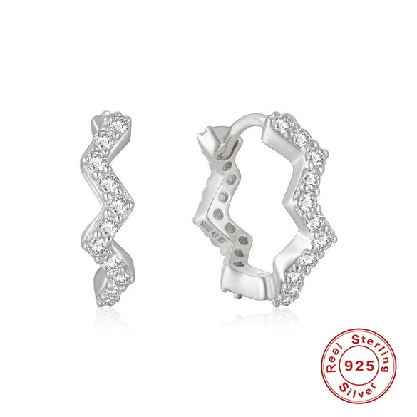 Wholesale S925 Sterling Silver Single Row Wave Geometric Earrings With Electroplating For Women