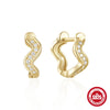 Wholesale S925 Sterling Silver Single Row Wave Geometric Earrings With Electroplating For Women
