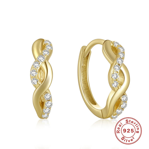 Wholesale S925 Sterling Silver Single Row Wave Geometric Earrings With Electroplating For Women