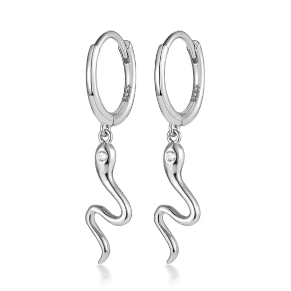 Wholesale S925 Sterling Silver Small Animal Snake Ear Ring With Inlaid Zircon And Unique Cold Wind Design For Women