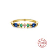 Wholesale S925 Sterling Silver Small Fresh Sweet Geometric Ring With Turquoise Color Electroplated For Women Mori Matching Tail Ring