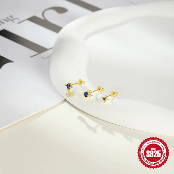 Wholesale S925 Sterling Silver Small Star Earrings Threepiece Set With Exquisite Design Electroplating Treatment For Women