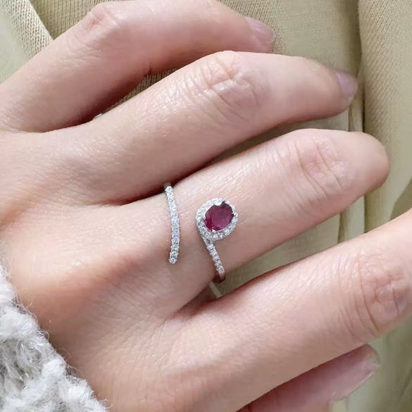 Wholesale S925 Sterling Silver Snake Crystal Ring Set With Gemstones For Men And Women Couple Ring Animal Zodiac Design