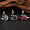 Wholesale S925 Sterling Silver Snake Crystal Ring Set With Gemstones For Men And Women Couple Ring Animal Zodiac Design
