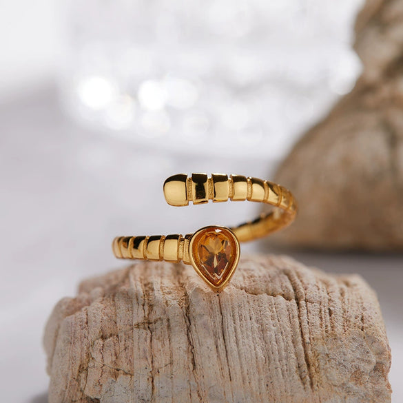 Wholesale S925 Sterling Silver Snake Crystal Ring Set With Gemstones For Men And Women Couple Ring Animal Zodiac Design