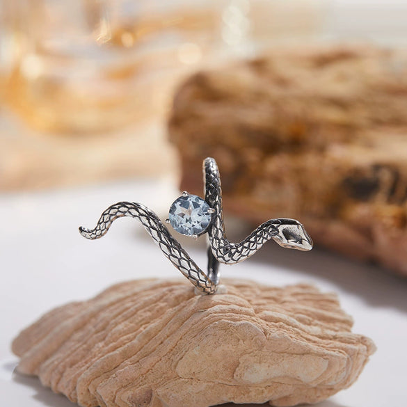 Wholesale S925 Sterling Silver Snake Crystal Ring Set With Gemstones For Men And Women Couple Ring Animal Zodiac Design