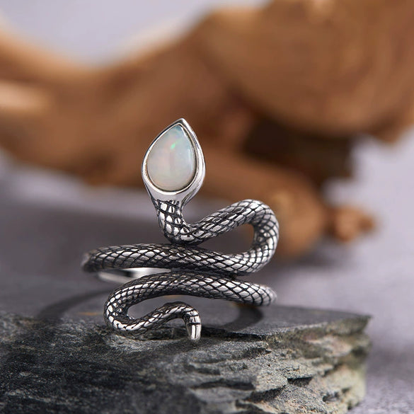 Wholesale S925 Sterling Silver Snake Crystal Ring Set With Gemstones For Men And Women Couple Ring Animal Zodiac Design