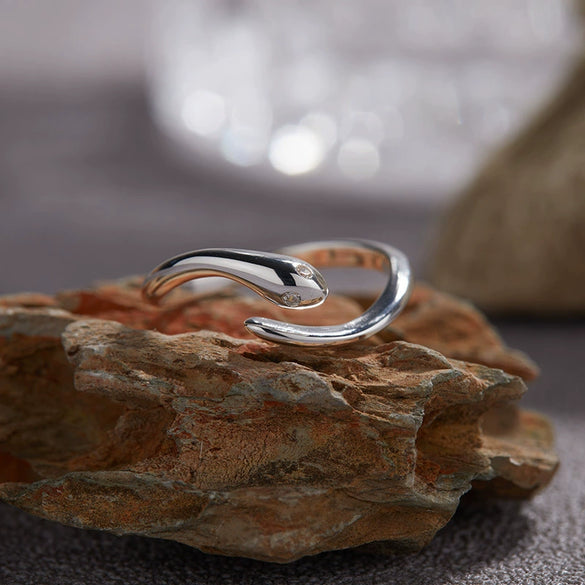 Wholesale S925 Sterling Silver Snake Crystal Ring Set With Gemstones For Men And Women Couple Ring Animal Zodiac Design