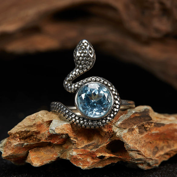 Wholesale S925 Sterling Silver Snake Crystal Ring Set With Gemstones For Men And Women Couple Ring Animal Zodiac Design