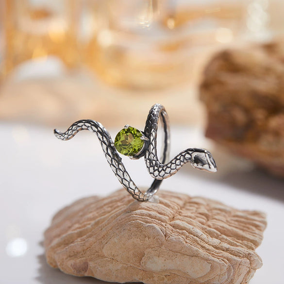 Wholesale S925 Sterling Silver Snake Crystal Ring Set With Gemstones For Men And Women Couple Ring Animal Zodiac Design