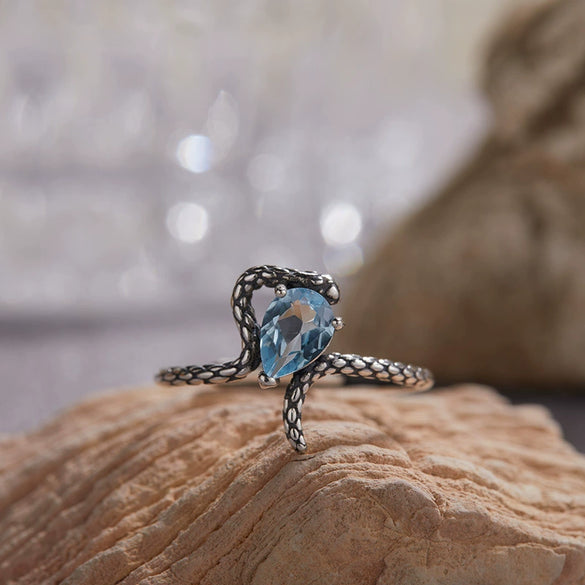 Wholesale S925 Sterling Silver Snake Crystal Ring Set With Gemstones For Men And Women Couple Ring Animal Zodiac Design