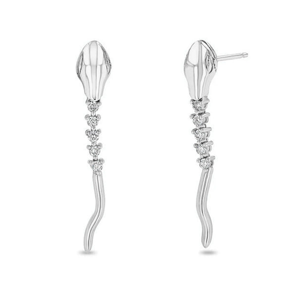 Wholesale S925 Sterling Silver Snake Shaped Earrings With Zircon Animal Tassel Rattlesnake Design Minimalist Style For Women