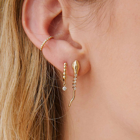 Wholesale S925 Sterling Silver Snake Shaped Earrings With Zircon Animal Tassel Rattlesnake Design Minimalist Style For Women