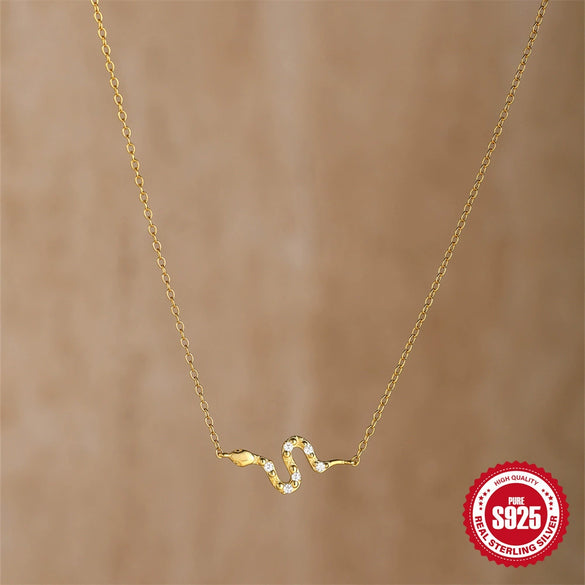 Wholesale S925 Sterling Silver Snake Shaped Zodiac Year Necklace For Women With Geometric Design And Electroplating