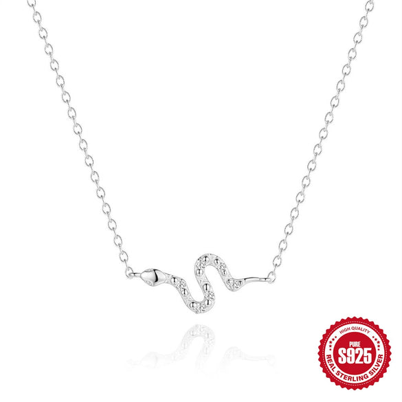Wholesale S925 Sterling Silver Snake Shaped Zodiac Year Necklace For Women With Geometric Design And Electroplating