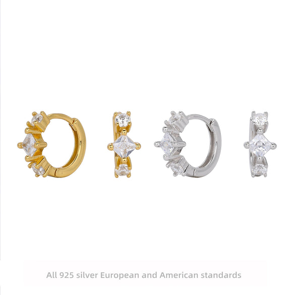 Wholesale S925 Sterling Silver Square Geometric Light Luxury Earrings With Electroplating
