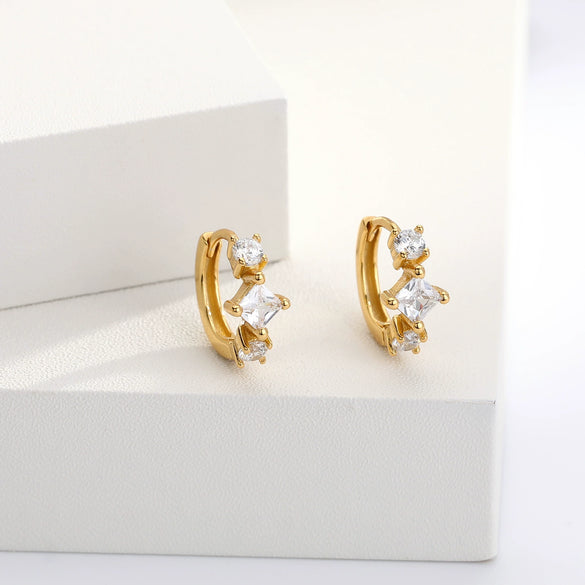 Wholesale S925 Sterling Silver Square Geometric Light Luxury Earrings With Electroplating