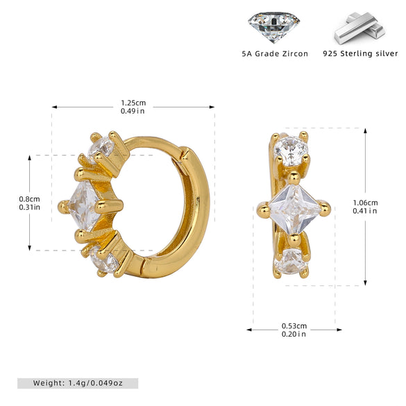 Wholesale S925 Sterling Silver Square Geometric Light Luxury Earrings With Electroplating