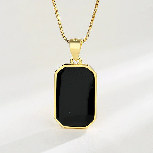 Wholesale S925 Sterling Silver Square Geometric Retro Necklace For Female