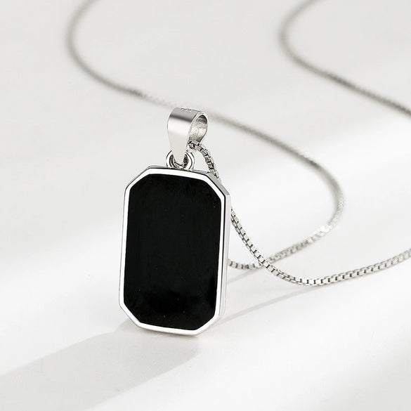 Wholesale S925 Sterling Silver Square Geometric Retro Necklace For Female