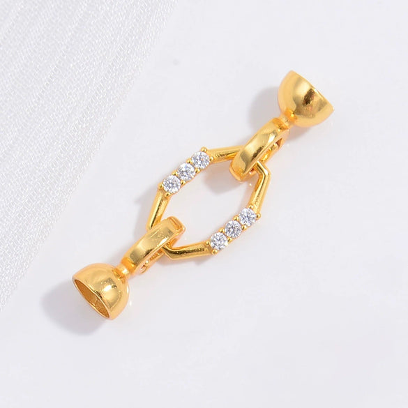 Wholesale S925 Sterling Silver Square Pearl Connection Buckle Jewelry Closing Buckle With Zirconia Treatment For Diy Bracelet And Necklace