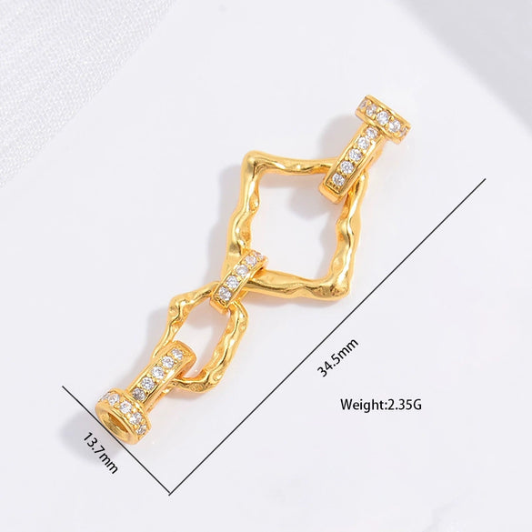 Wholesale S925 Sterling Silver Square Pearl Connection Buckle Jewelry Closing Buckle With Zirconia Treatment For Diy Bracelet And Necklace