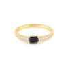 Wholesale S925 Sterling Silver Square Ring With Black Diamond 18K Gold Plated Inlaid Zircon Geometric Style Simple And Generous