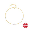 Wholesale S925 Sterling Silver Square Simple Women's Bracelet With Geometric Design And Electroplating And Real Gold Plating