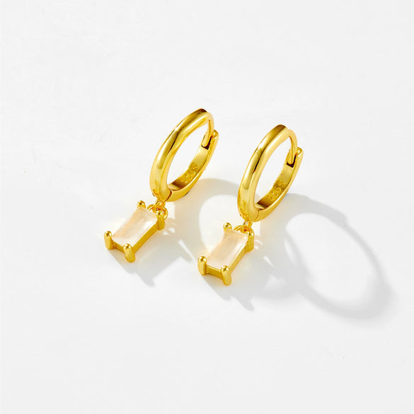 Wholesale S925 Sterling Silver Square Stone Ear Drop Earrings With Geometric Design And Platinum Or 18K Gold Electroplating For Unisex