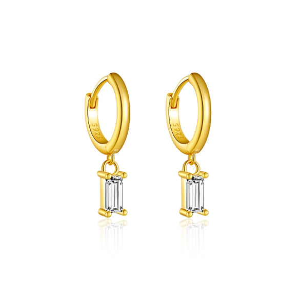 Wholesale S925 Sterling Silver Square Stone Ear Drop Earrings With Geometric Design And Platinum Or 18K Gold Electroplating For Unisex