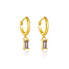Wholesale S925 Sterling Silver Square Stone Ear Drop Earrings With Geometric Design And Platinum Or 18K Gold Electroplating For Unisex