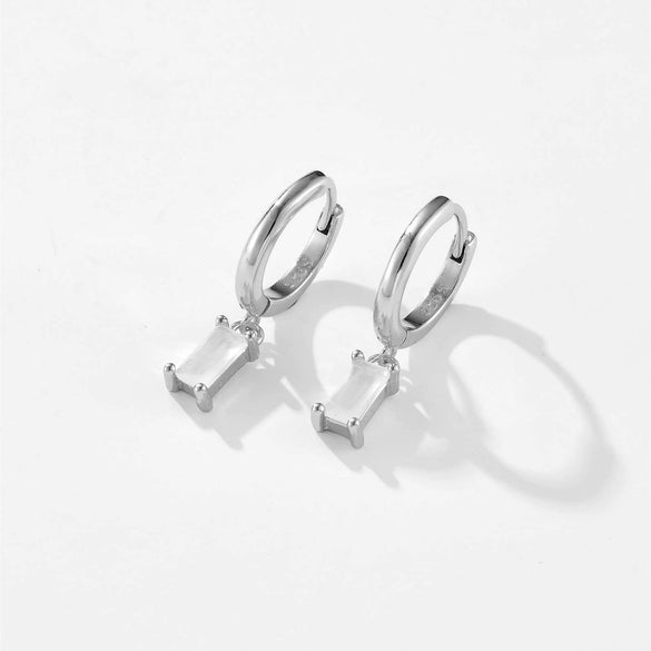 Wholesale S925 Sterling Silver Square Stone Ear Drop Earrings With Geometric Design And Platinum Or 18K Gold Electroplating For Unisex