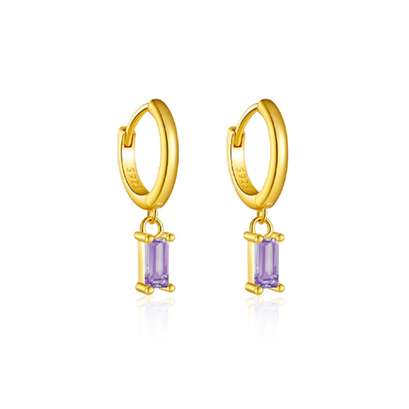 Wholesale S925 Sterling Silver Square Stone Ear Drop Earrings With Geometric Design And Platinum Or 18K Gold Electroplating For Unisex