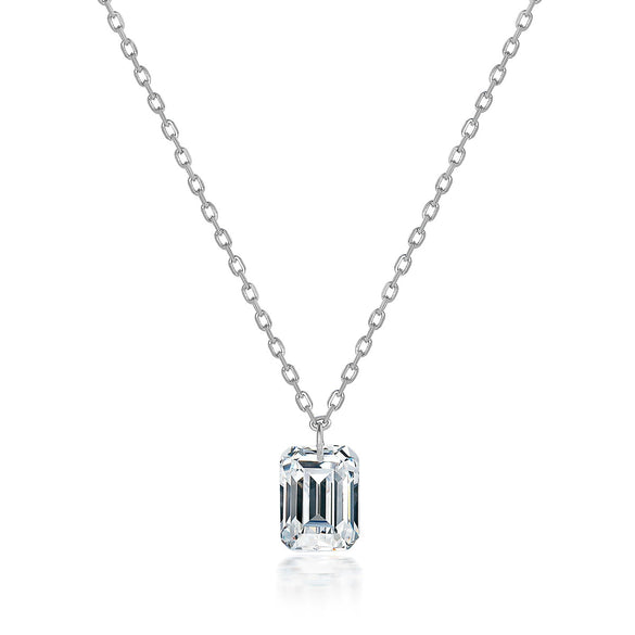 Wholesale S925 Sterling Silver Square Zircon Water Drop Geometric Clavicle Chain Necklace With Electroplating