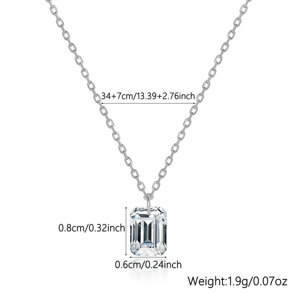 Wholesale S925 Sterling Silver Square Zircon Water Drop Geometric Clavicle Chain Necklace With Electroplating