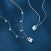 Wholesale S925 Sterling Silver Square Zircon Water Drop Geometric Clavicle Chain Necklace With Electroplating