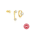 Wholesale S925 Sterling Silver Stacking Style Butterfly Star Earrings Three Piece Set With Horse Eye And Water Drops Zircon Patchwork Electroplated
