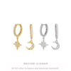Wholesale S925 Sterling Silver Star And Moon Inlaid Zircon Women's Earrings