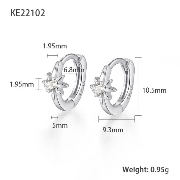 Wholesale S925 Sterling Silver Star Circle Micro Inlaid Zircon Earrings For Women