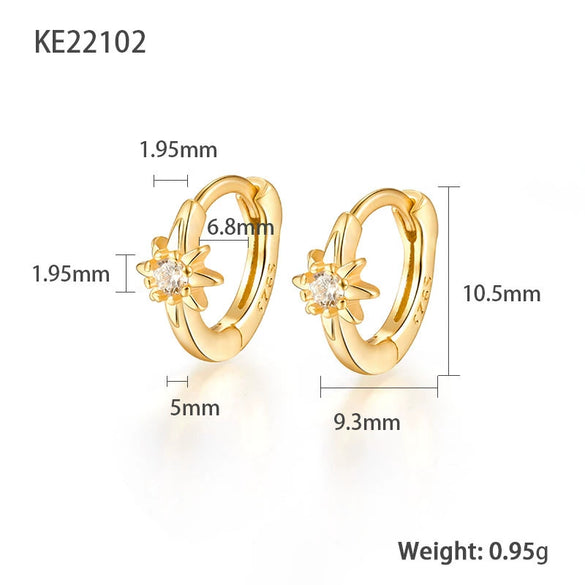 Wholesale S925 Sterling Silver Star Circle Micro Inlaid Zircon Earrings For Women