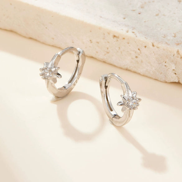 Wholesale S925 Sterling Silver Star Circle Micro Inlaid Zircon Earrings For Women
