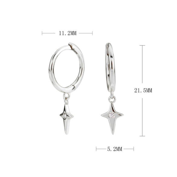 Wholesale S925 Sterling Silver Star Cross Pendant Earrings For Women Light Luxury Style