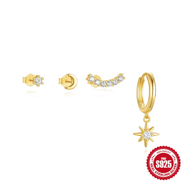 Wholesale S925 Sterling Silver Star Diamond Classic Women's Earrings With Electroplating Treatment