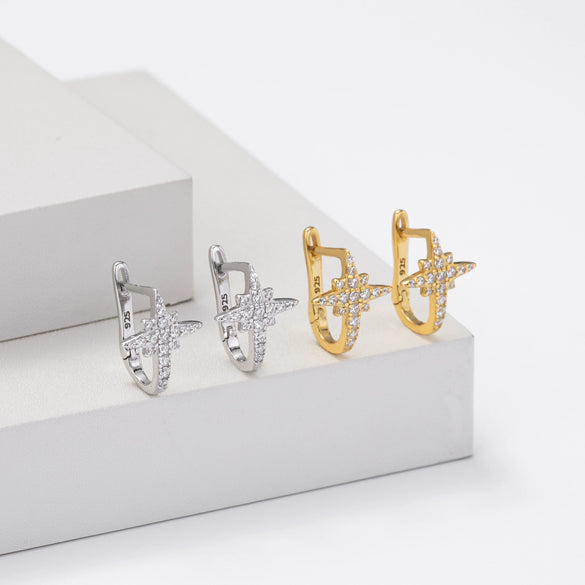 Wholesale S925 Sterling Silver Star Earrings Electroplated Minimalist Design For Women